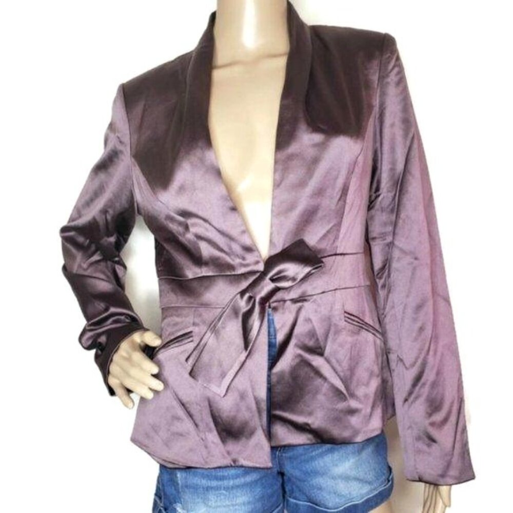 Kay Unger New York Silk Blazer jacket Size 8 Mauve lavender purple shiney sheen